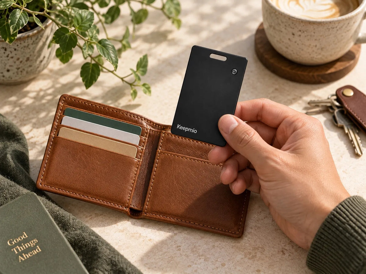 Keepmio Pocket im Kartenfach eines Portemonnaies